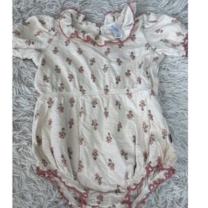 Modern Moments by Gerber Baby Romper Cream Floral Ruffle Size 24 Months